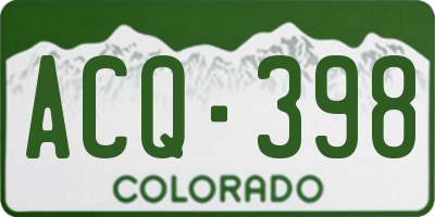 CO license plate ACQ398