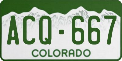 CO license plate ACQ667