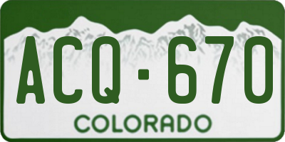 CO license plate ACQ670