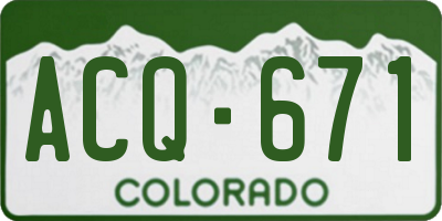 CO license plate ACQ671