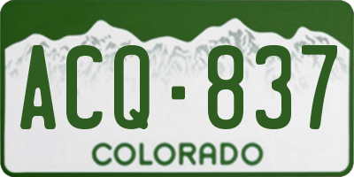 CO license plate ACQ837