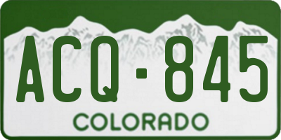 CO license plate ACQ845
