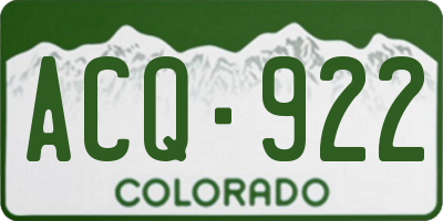 CO license plate ACQ922