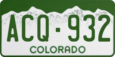 CO license plate ACQ932