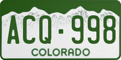 CO license plate ACQ998