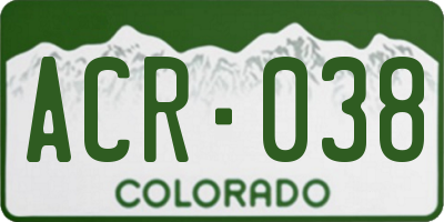 CO license plate ACR038