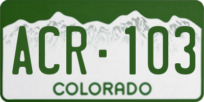 CO license plate ACR103