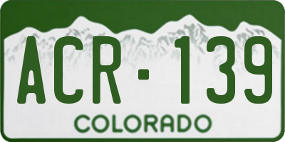 CO license plate ACR139
