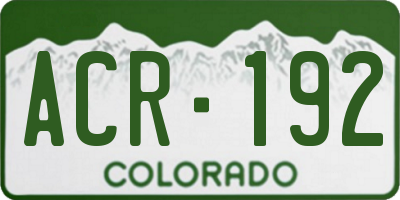CO license plate ACR192