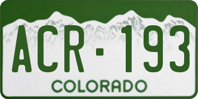 CO license plate ACR193