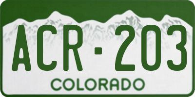 CO license plate ACR203
