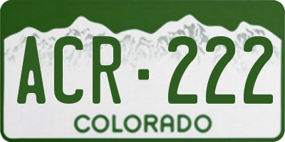 CO license plate ACR222