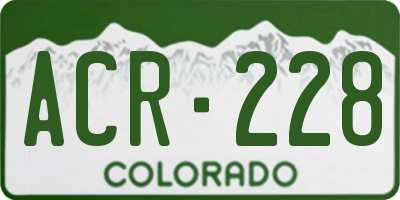 CO license plate ACR228