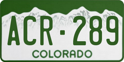 CO license plate ACR289