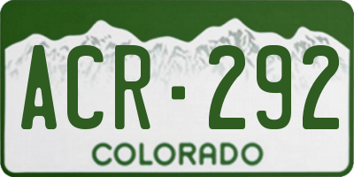CO license plate ACR292