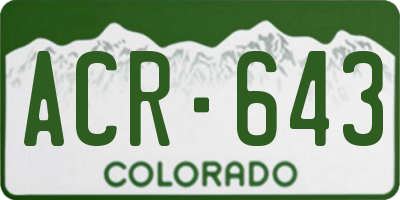 CO license plate ACR643