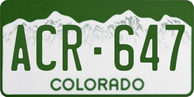 CO license plate ACR647