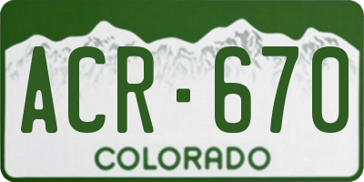 CO license plate ACR670