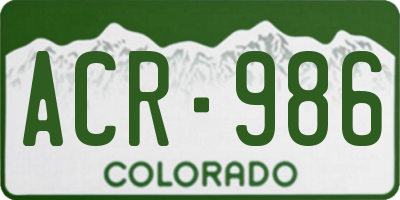 CO license plate ACR986