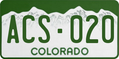 CO license plate ACS020