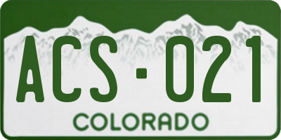 CO license plate ACS021
