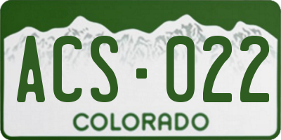 CO license plate ACS022