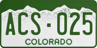 CO license plate ACS025
