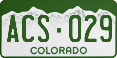CO license plate ACS029