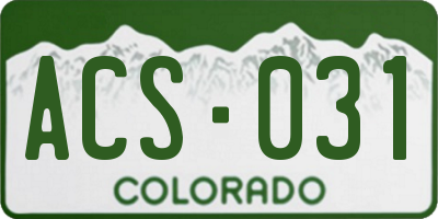 CO license plate ACS031