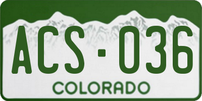 CO license plate ACS036