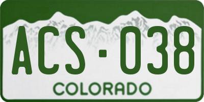 CO license plate ACS038