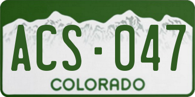 CO license plate ACS047