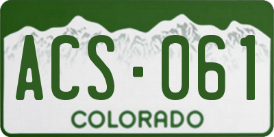 CO license plate ACS061