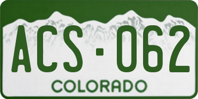CO license plate ACS062