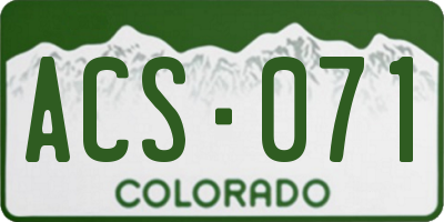 CO license plate ACS071