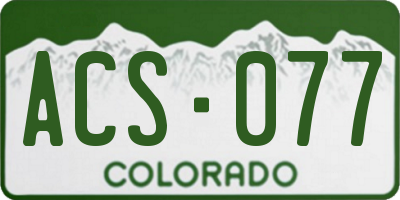 CO license plate ACS077