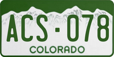 CO license plate ACS078