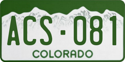 CO license plate ACS081