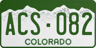CO license plate ACS082