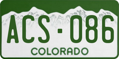 CO license plate ACS086