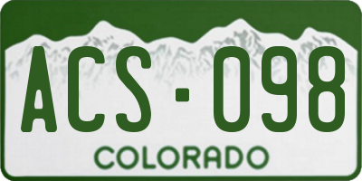 CO license plate ACS098