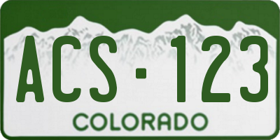 CO license plate ACS123