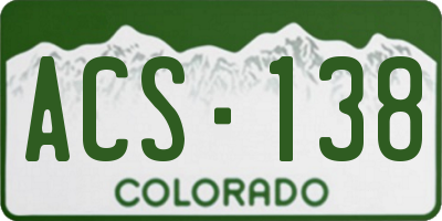 CO license plate ACS138