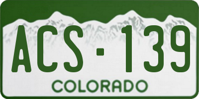 CO license plate ACS139
