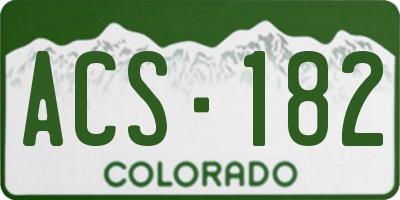 CO license plate ACS182