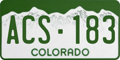 CO license plate ACS183