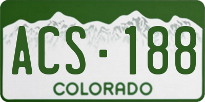 CO license plate ACS188