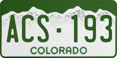 CO license plate ACS193