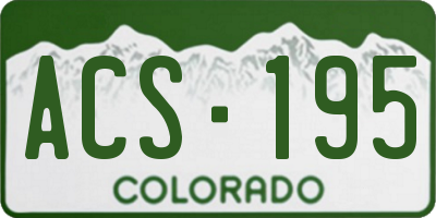CO license plate ACS195