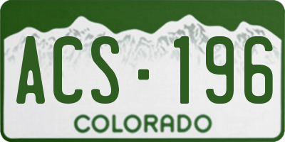 CO license plate ACS196